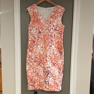 cleo Pink Coral Abstract Print Midi Dress